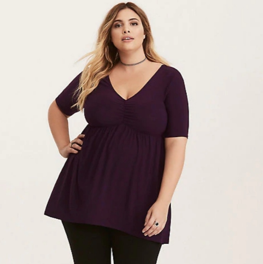 💞 Cinch Front Plum Babydoll Top 💞